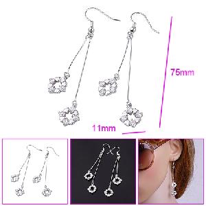 Manufactory For Rhodium Plated Brass Cubic Zirconia Drop Earring, Costume Jewelry, Fashion Cz Jewelr