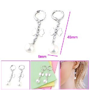 manufactory rhodium plated brass cubic zirconia drop earring fashion jewelry cz