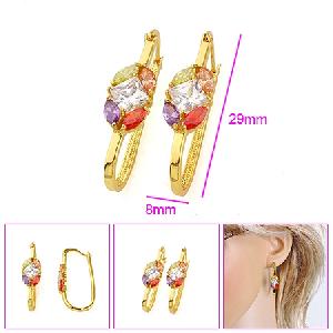 Sell 18k Gold Plating Brass Cubic Zirconia Hoop Earring, Bracelet, Jewelry Set With Different Type