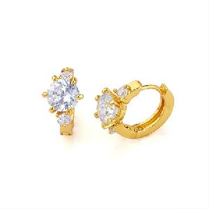 18k gold plating brass cubic zirconia hoop earring precious stone jewelry cz