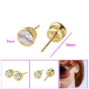 Sell 18k Gold Plating Brass Cubic Zirconia Stud Earring, Semi-precious Stone, Cz Jewelry, Ring, Earr