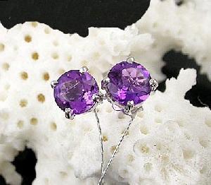 925 silver amethyst stud earring blue topaz fashion jewelry