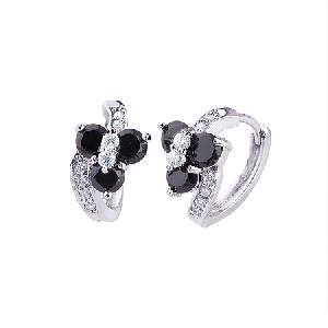 Sell Rhodium Plated Brass Cubic Zirconia Hoop Earring, Major Stone Jewelry, Cz Ring, Pendant