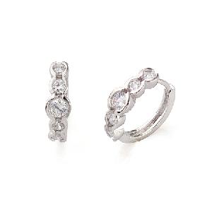 rhodium plated brass cubic zirconia hoop earring rhinestone ring pendant necklace