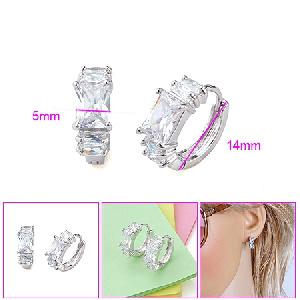 Sell Rhodium Plated Brass Cubic Zirconia Hoop Earring, Sapphire / Pendant, Bracelet , Cz Ring