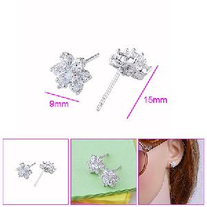 Sell Rhodium Plated Brass Cubic Zirconia Stud Earring, Brass Cz Ring, Earring, Bracelet, Jewelry Set