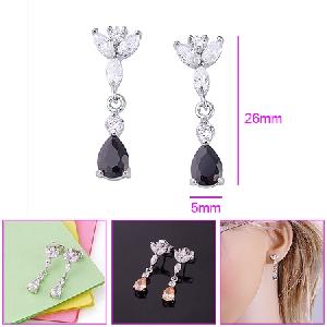 rhodium plated brass cubic zirconia stud earring costume jewelry rhinestone ring