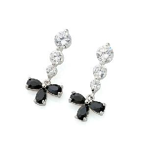 rhodium plated brass cubic zirconia stud earring fashion jewelry ring bracelet