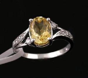 Sell Rhodium Plated Natural Citrine Ring, Tourmaline Ring, Gemstone Earring, Bracelet, Pendant