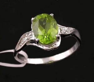 Sell Rhodium Plated Sterling Silver Natural Olivine Ring, Tourmaline / Moonstone / Citrine Ring, Ear