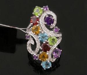 Sell Sterling Silver Mix Gem Ring, Bangles, Fashion Jewelry, Prehnite Ring, Amethyst Earring, Pendan