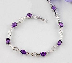 Sell Sterling Silver Natural Amethyst Bracelet, Cz Jewelry, Tourmaline / Citrine Ring, Fashion Jewel