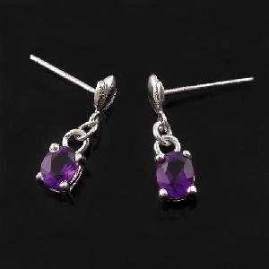 Sell Sterling Silver Natural Amethyst Earring, Blue Topaz / Olivine / Garnet / Prehnite Ring, Earrin