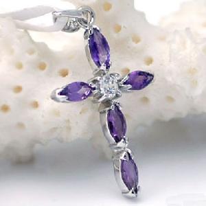 sterling silver amethyst pendant cz jewelry tourmaline ring fashion