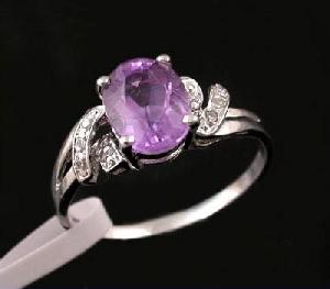 Sell Sterling Silver Natural Amethyst Ring, Brass Cz Jewelry, Blue Topaz / Sapphire Earring, Ring