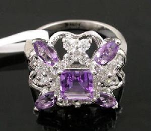 Sell Sterling Silver Natural Amethyst Ring, Cz / Fashion Jewelry, Moonstone Earring, Prehnite Ring