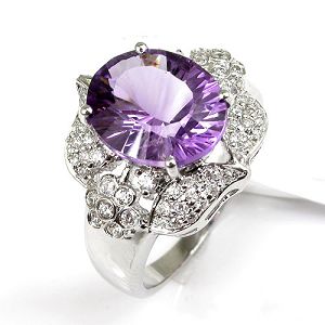Sell Sterling Silver Natural Amethyst Ring, Cz Jewelry, Tourmaline / Citrine / Amethyst Ring, Earrin