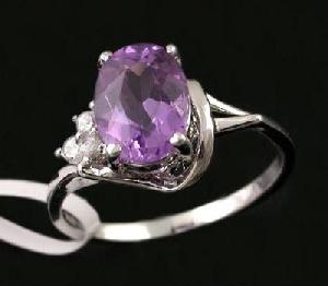 Sell Sterling Silver Natural Amethyst Ring, Cz Jewelry, Tourmaline / Jadeite Ring, Fashion Jewelry