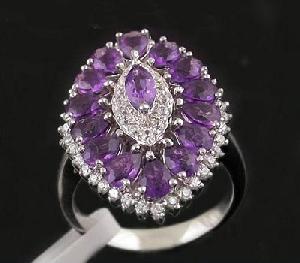 sterling silver amethyst ring prehnite pendant garnet tourmaline