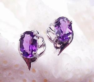 Sell Sterling Silver Natural Amethyst Stud Earring, Sapphire Ring, Citrine / Tourmaline Ring, Earrin