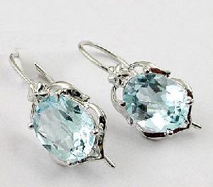 Sell Sterling Silver Natural Blue Topaz Earring, Tourmaline Bracelet, Earring, Olivine / Sapphire Ri