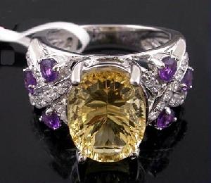 Sell Sterling Silver Natural Citrine / Amethyst Ring, Prehnite Ring, Amethyst Bracelet, Pendant, Nec