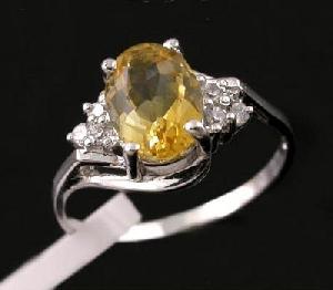 Sell Sterling Silver Natural Citrine Ring, Brass Cz Jewelry, Citrine / Sapphire / Ruby Ring, Earring