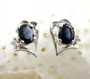 Sell Sterling Silver Natural Sapphire Earring, Brass Cz Jewelry, Blue Topaz / Sapphire Earring, Ring