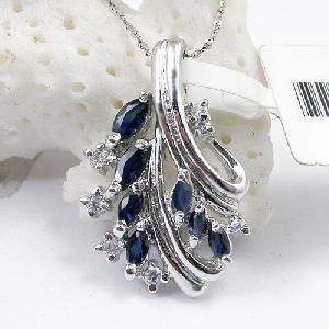 Sell Sterling Silver Natural Sapphire Pendant, Cz Jewelry, Tourmaline / Citrine / Amethyst Ring, Ear