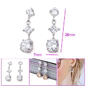 Sell Rhodium Plated Brass Cz Stud Earring, Fashion Jewelry, Semi-precious Stone Ring, Earring, Penda
