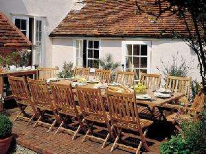 Curve Terrace Folding Set Rectangular Extension Table Teak Outdoor Furniture Elegance