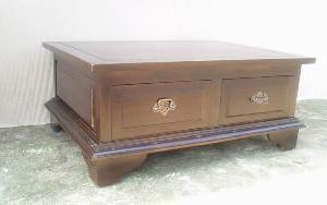 mahogany coffee table 4 drawers brass handle wooden indoor furniture