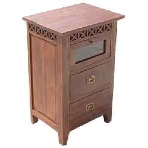 Nightstand Borneo 2 Drawers 1 Glass Door Mahogany Teak Indoor Furniture