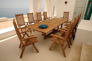 Rectangular Extension Table With Reclining Chair In Set Teka Teak Garden Furniture