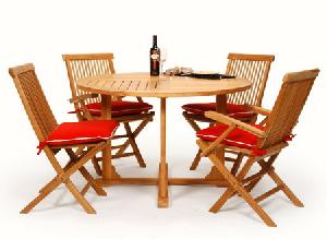 Standard Folding Chair And Round Table Teak Teka Garden Furniture