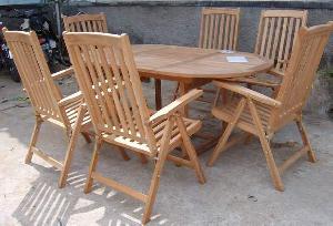 Straight Dorset Set Oval Extension Table Teak Garden Furniture