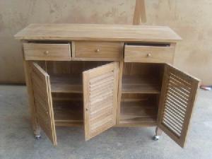 teak cabinet outdoor 3 doors drawers teka garden furniture