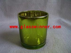 plated green glass cup