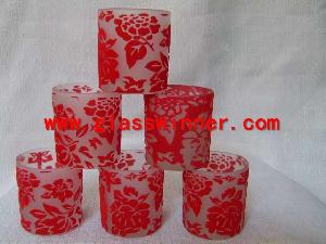 Red Flcoked Candle Stand