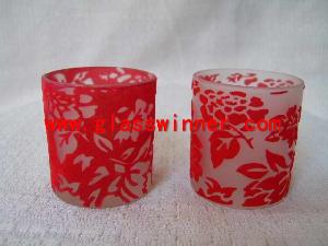 Red Flocking Candle Stand