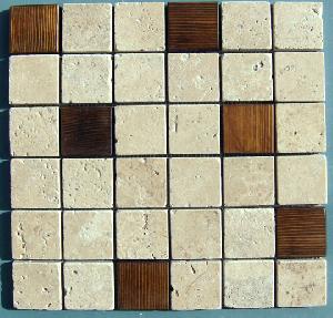 Wood Stone Art Mosaics Mesh Mounted Wood Stone Mosaics As Tiles And Borders