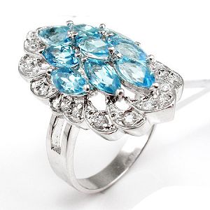 Factory For Sterling Silver Blue Topaz Citrine Ring, Jewelry Set, Prehnite Ring, Chalcedony Earring