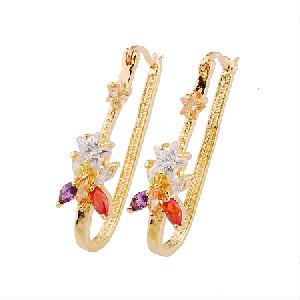 Sell 18k Gold Plating Brass Cubic Zirconia Drop Earring, Brass Cz Jewelry, Rhinestone Fashion Jewelr