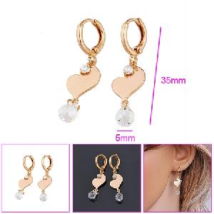 Sell 18k Gold Plating Brass Cubic Zirconia Drop Earrings, Fashion Jewelry, Costume Jewelry