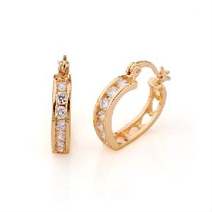 Sell 18k Gold Plating Brass Cubic Zirconia Hoop Earrings, Bracelet, Prehnite Pendant, Gemstone Jewel