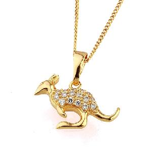 Sell 18k Gold Plating Brass Cubic Zirconia Kangaroo Pendant, Pearl Necklace, Cz Fashion Jewelry