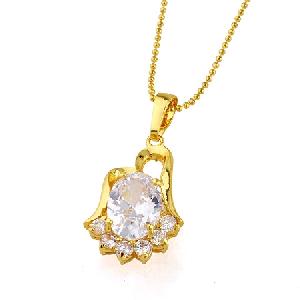 18k gold plating brass cubic zirconia pendant rhinestone stone