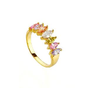 Sell 18k Gold Plating Brass Cubic Zirconia Ring, Fashion Silver Jewlery, Semi-precious Stone Jewlery