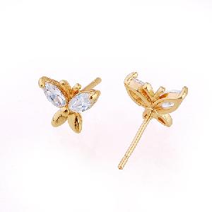 18k gold plating brass cubic zirconia stud earrings fashion cz jewelry costume ring