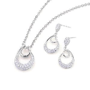 rhodium plated brass cubic zirconia earring pendant jewelry cz fashion